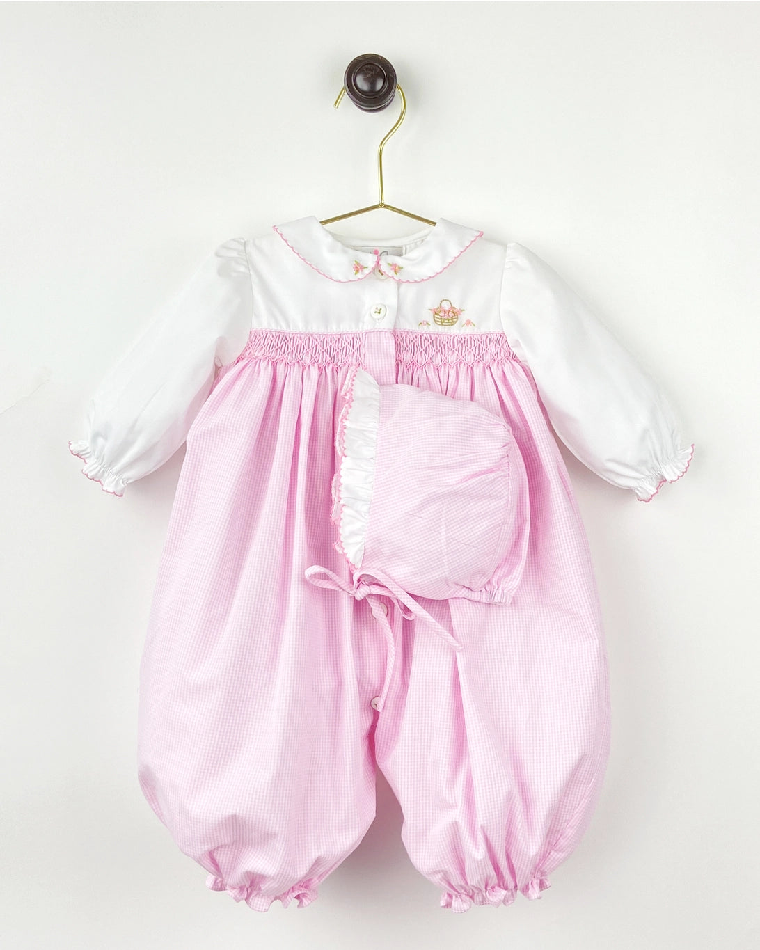 Flower Embroidered Convertible Bag with matching hat