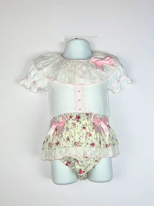 Two Pieces Mint Floral Set