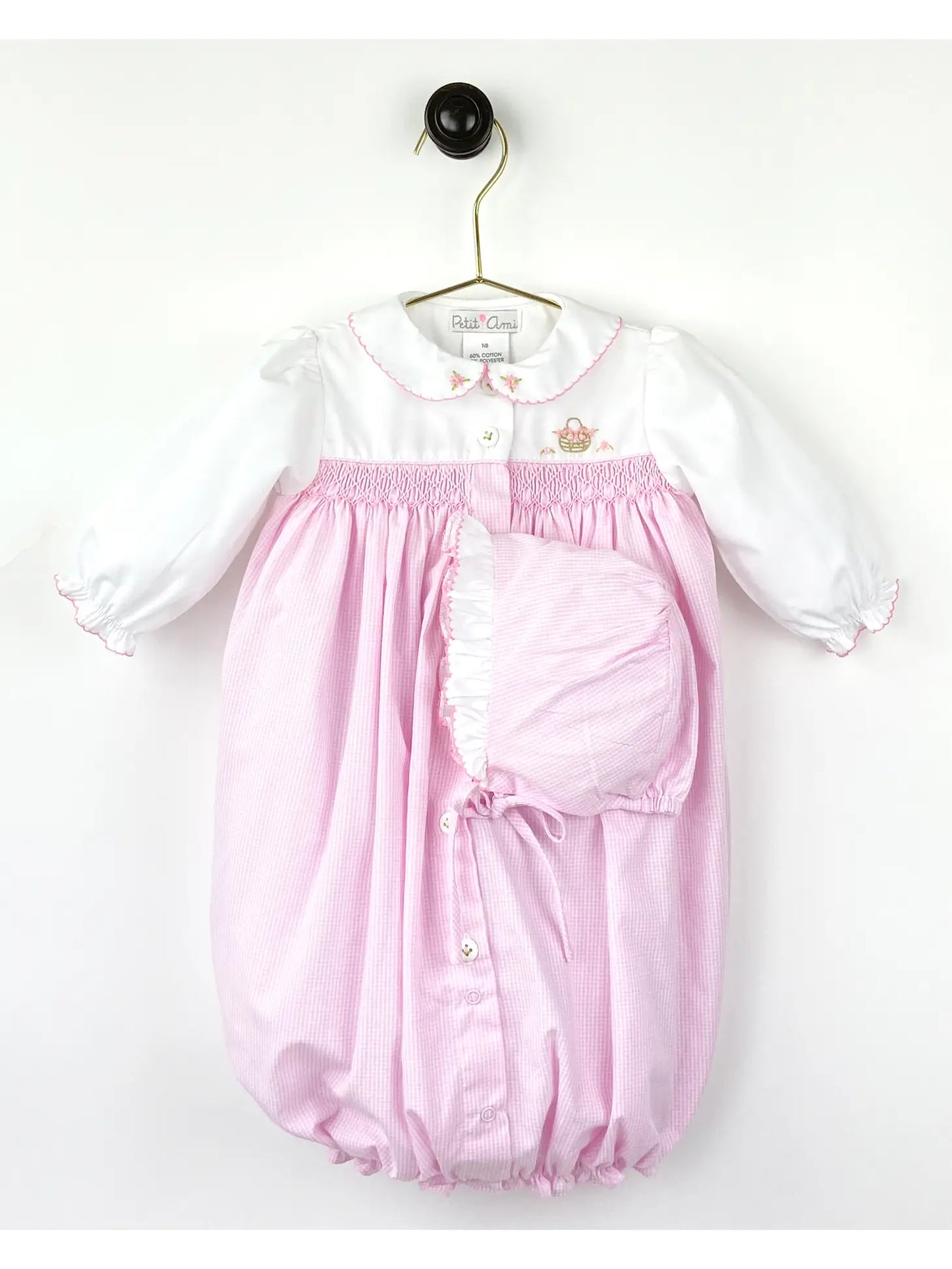 Flower Embroidered Convertible Bag with matching hat